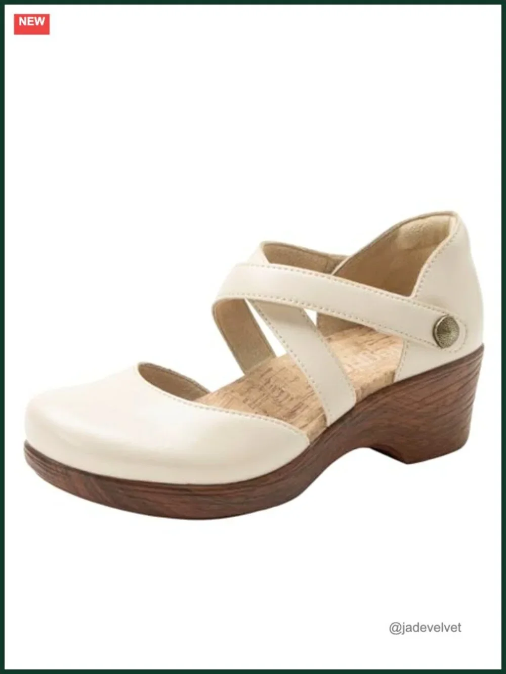 Leather Mary Jane Wedge with Arch Support Slip Resistant Kitten Heel